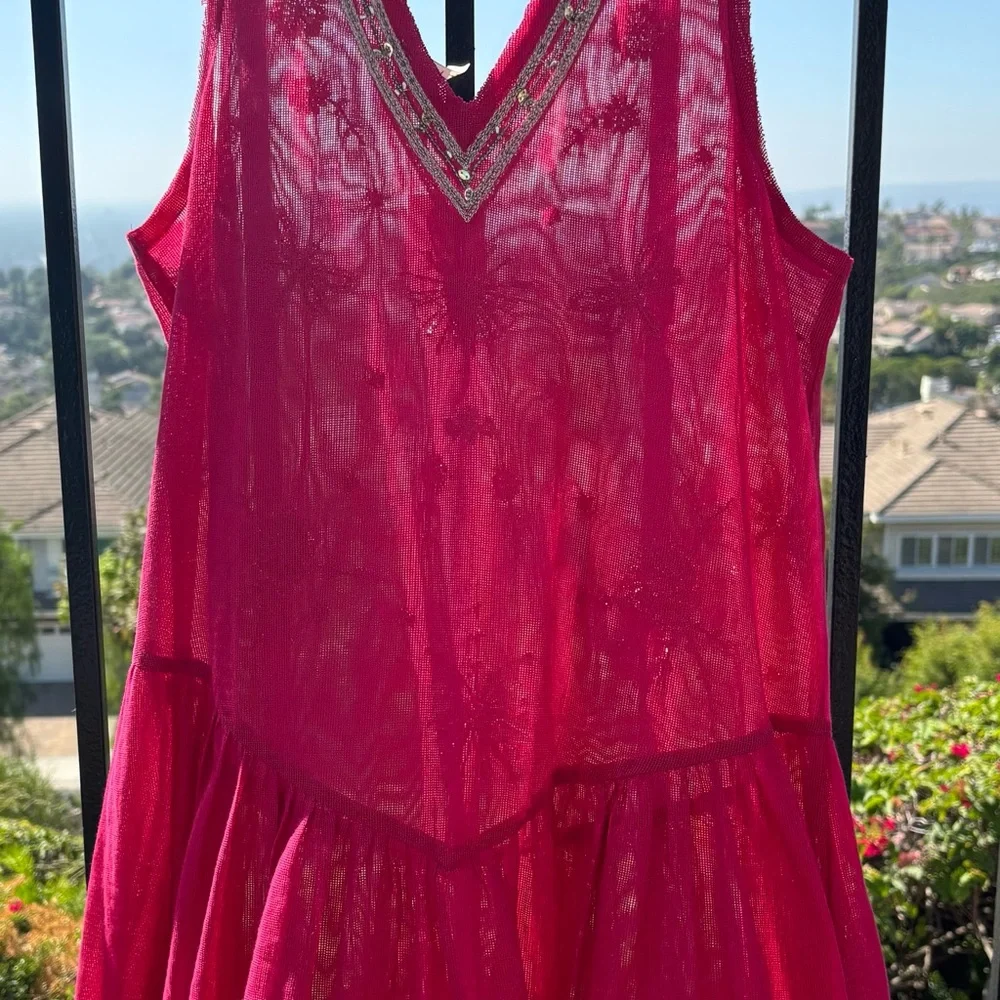 NWT!‎  Free People Nightcap Strangelove Pink Embellished Slip ~ Large